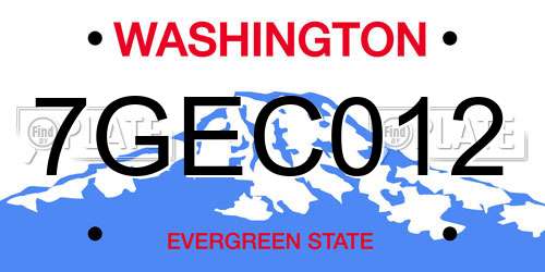 7GEC012 Washington License Plate