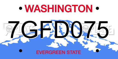 7GFD075 Washington License Plate