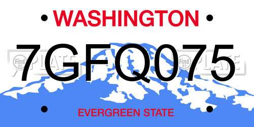 7GFQ075 Washington License Plate