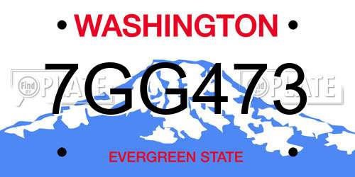 7GG473 Washington License Plate