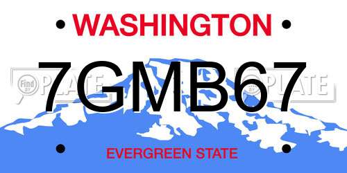 7GMB67 Washington License Plate