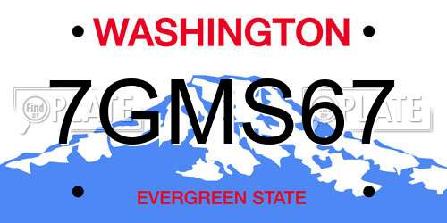 7GMS67 Washington License Plate