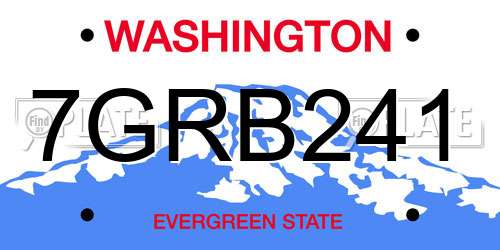 7GRB241 Washington License Plate