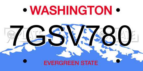7GSV780 Washington License Plate