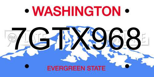 7GTX968 Washington License Plate