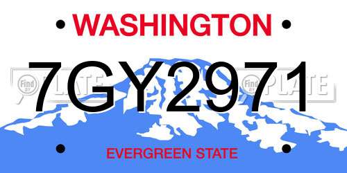 7GY2971 Washington License Plate