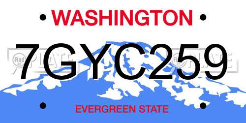 7GYC259 Washington License Plate