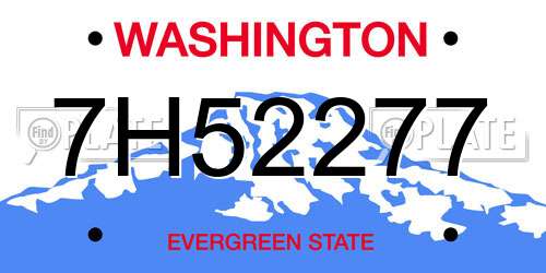 7H52277 Washington License Plate