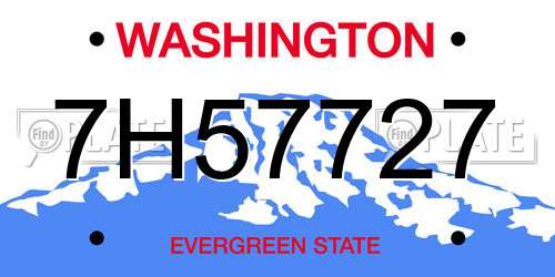 7H57727 Washington License Plate