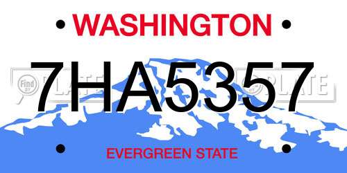 7HA5357 Washington License Plate