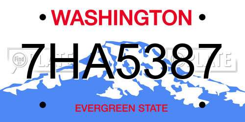 7HA5387 Washington License Plate