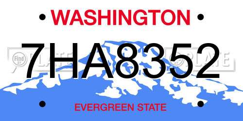7HA8352 Washington License Plate