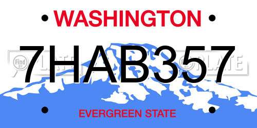 7HAB357 Washington License Plate
