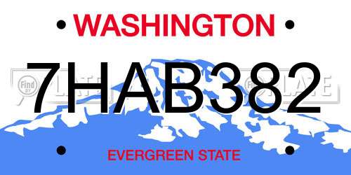 7HAB382 Washington License Plate