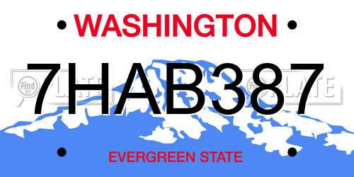 7HAB387 Washington License Plate