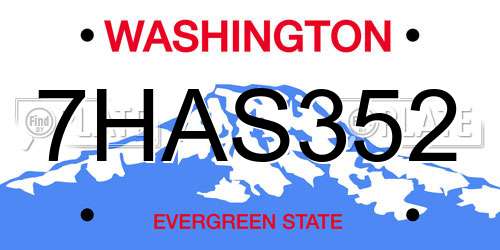 7HAS352 Washington License Plate