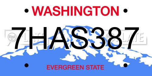 7HAS387 Washington License Plate