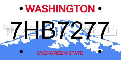 7HB7277 Washington License Plate