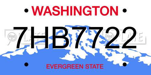 7HB7722 Washington License Plate