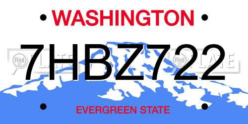 7HBZ722 Washington License Plate