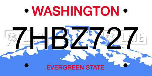 7HBZ727 Washington License Plate