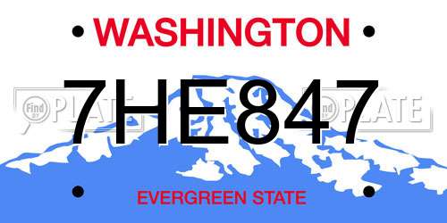 7HE847 Washington License Plate