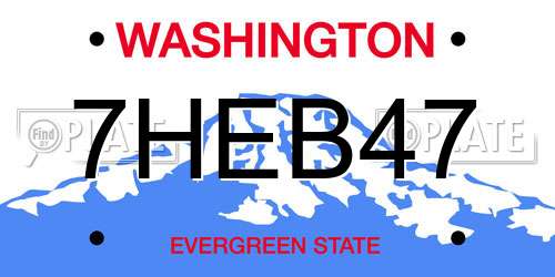 7HEB47 Washington License Plate
