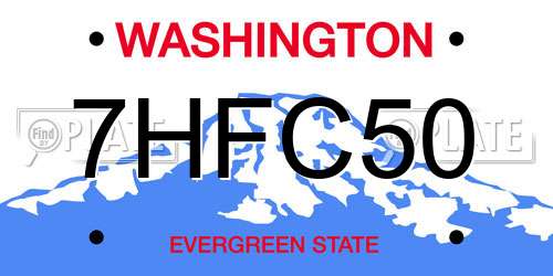 7HFC50 Washington License Plate