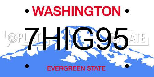 7HIG95 Washington License Plate