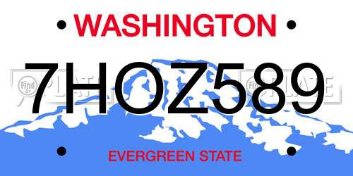 7HOZ589 Washington License Plate