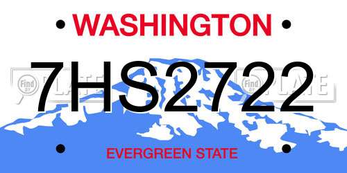 7HS2722 Washington License Plate