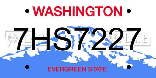 7HS7227 Washington License Plate
