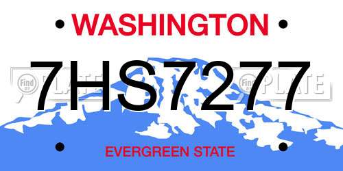7HS7277 Washington License Plate