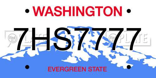 7HS7777 Washington License Plate
