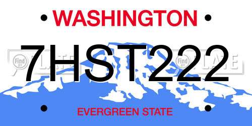 7HST222 Washington License Plate