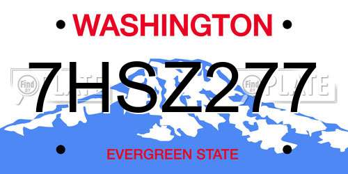 7HSZ277 Washington License Plate