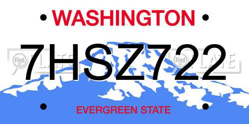 7HSZ722 Washington License Plate
