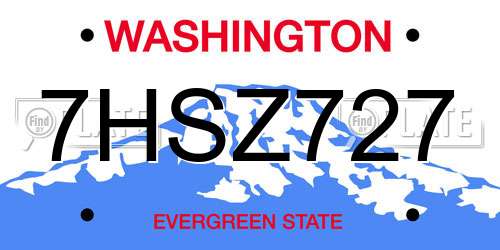 7HSZ727 Washington License Plate