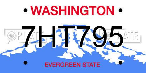 7HT795 Washington License Plate