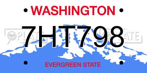 7HT798 Washington License Plate