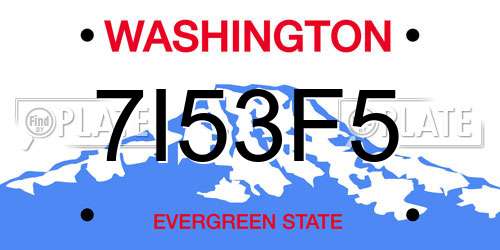 7I53F5 Washington License Plate