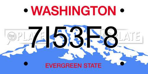 7I53F8 Washington License Plate