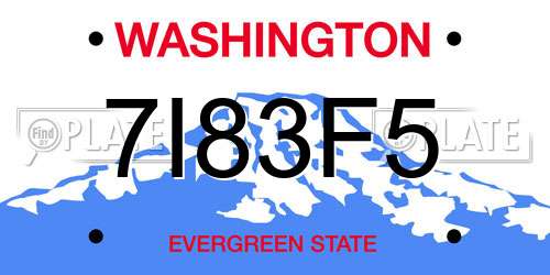 7I83F5 Washington License Plate