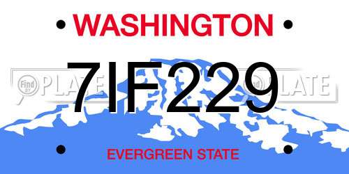 7IF229 Washington License Plate