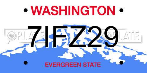 7IFZ29 Washington License Plate