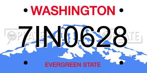 7IN0628 Washington License Plate