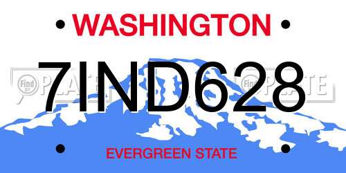 7IND628 Washington License Plate