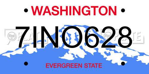 7INO628 Washington License Plate