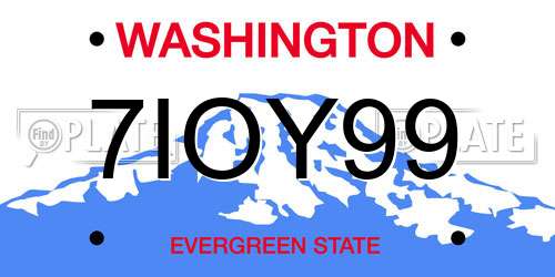 7IOY99 Washington License Plate