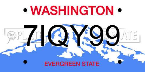 7IQY99 Washington License Plate